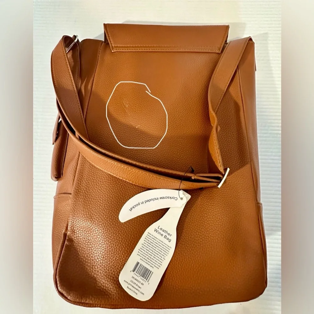 Primewear Vino‎ Two Bottle Leather Wine Tote Brown (NO Corkscrew Included) NWT